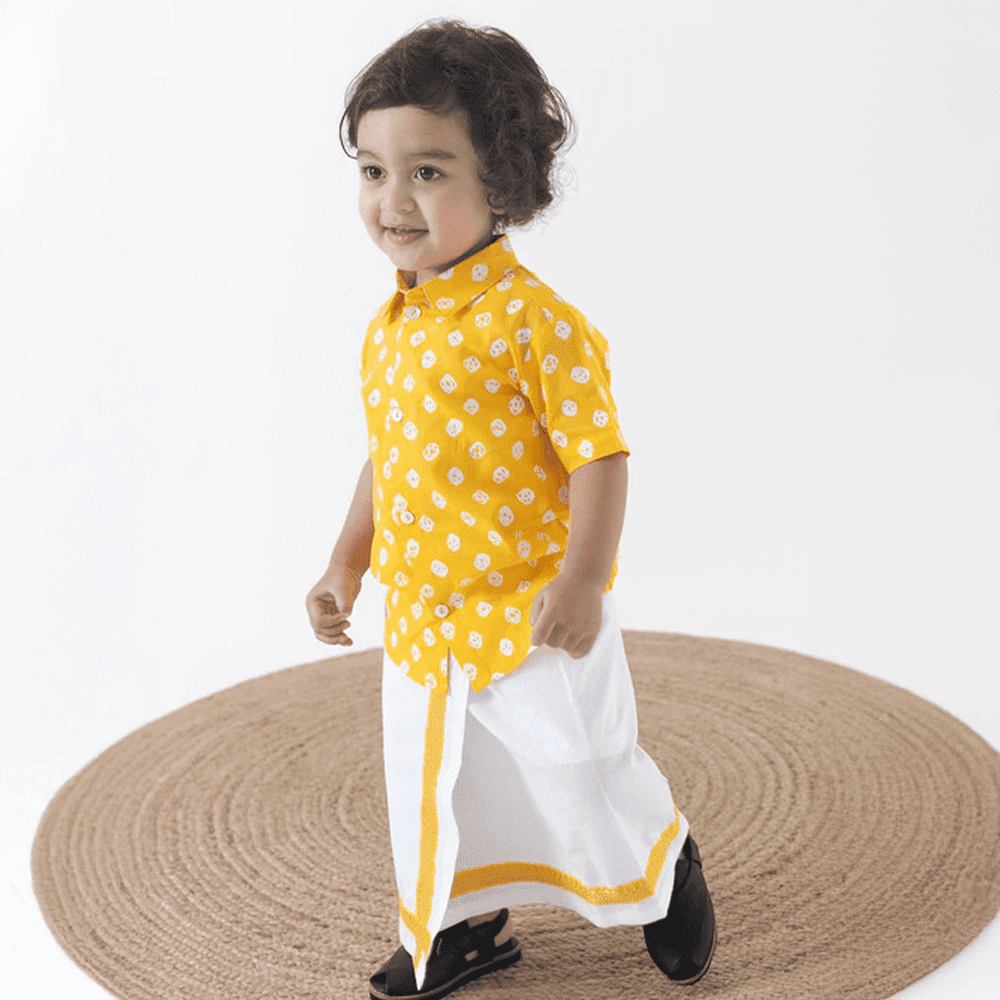 Yellow Printed Shirt for Boys