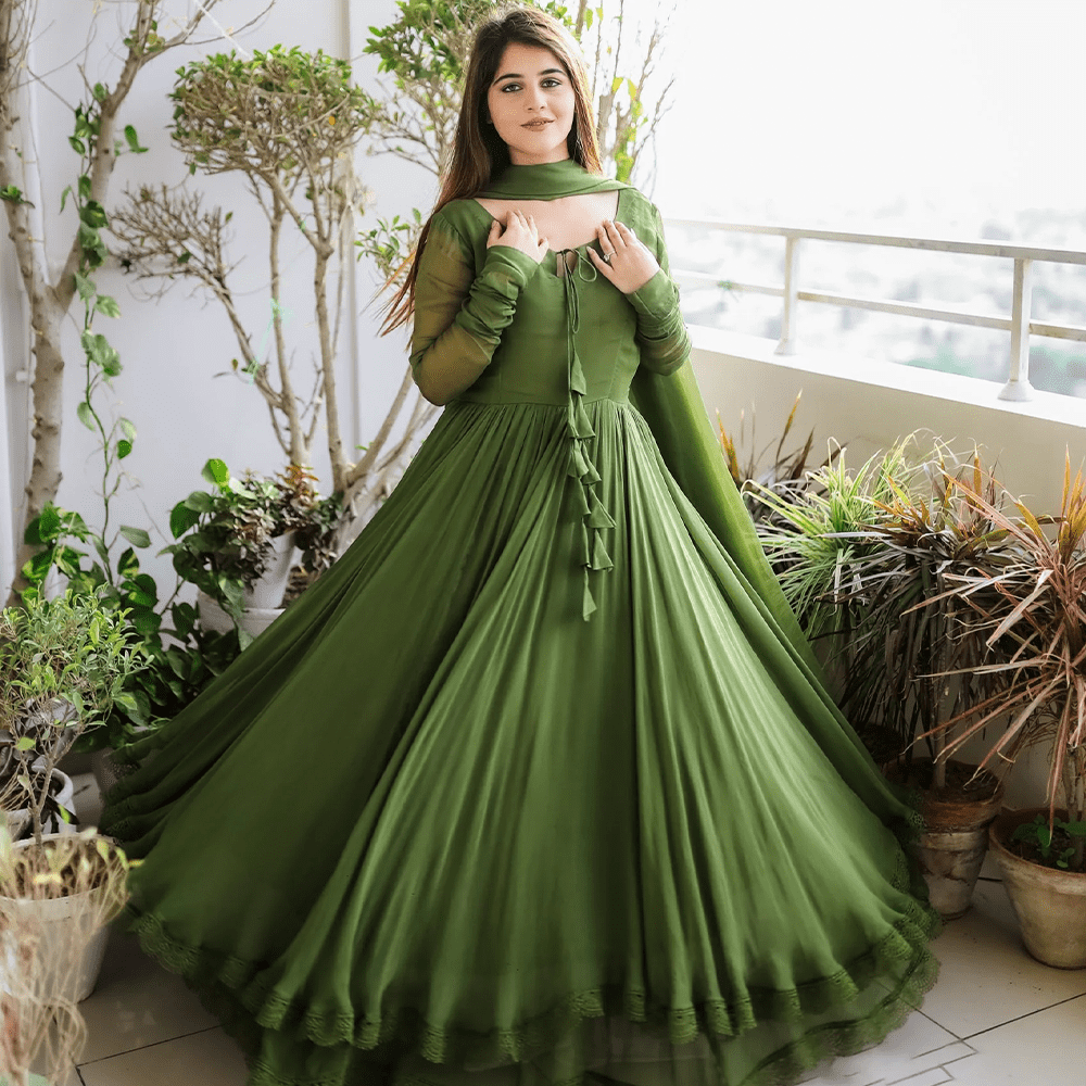 Elegant Green Anarkali Suit for Mehndi Function